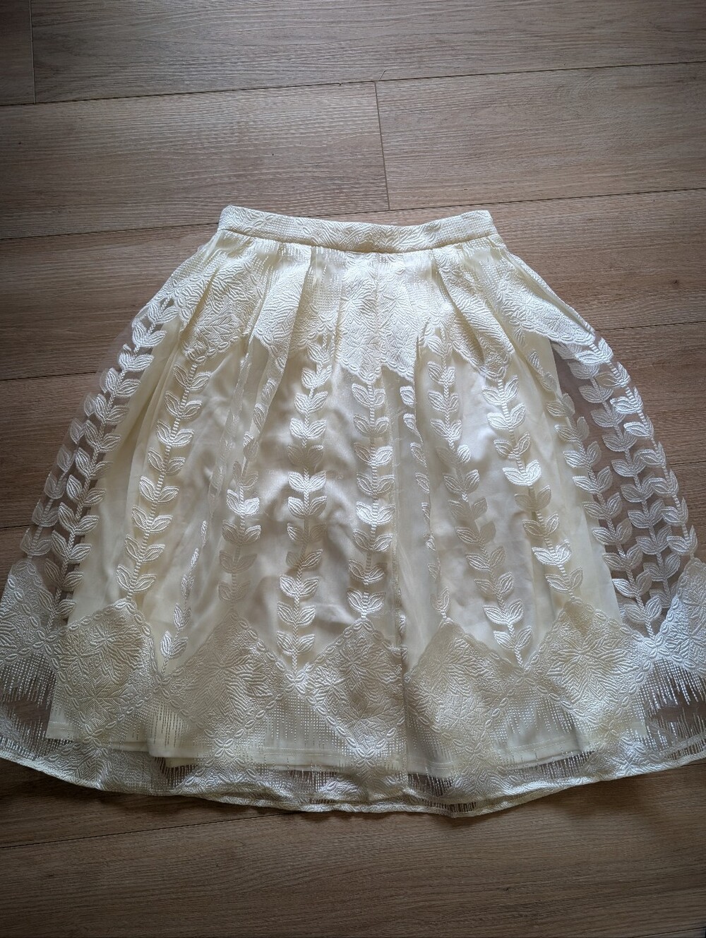 Jealous Tomato Textured Floral Overlay A-Line Skirt